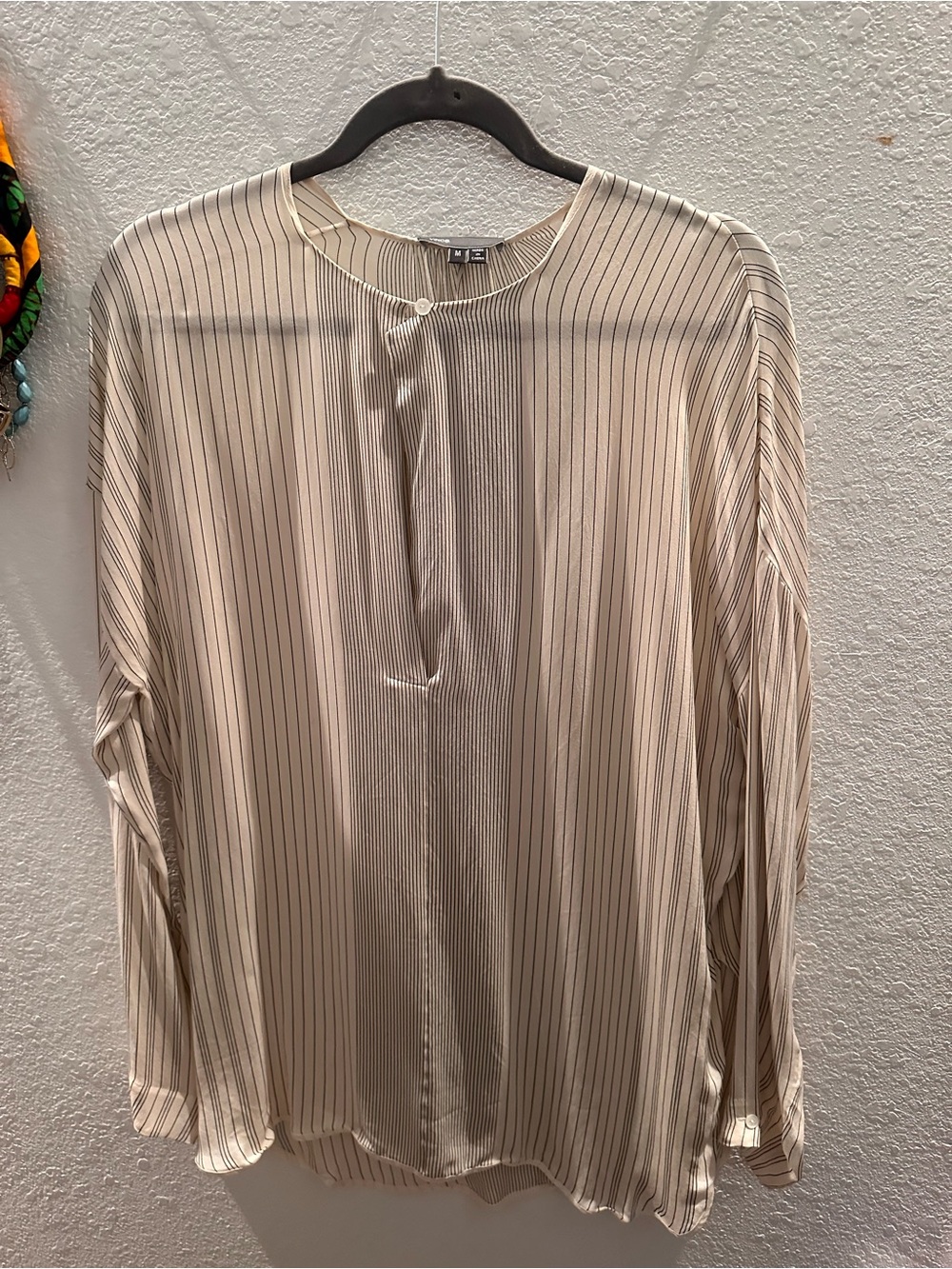 Vince Cream and Black Pinstripe Blouse